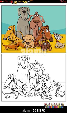 cartoon dogs group coloring book page Stock Vector Image & Art - Alamy