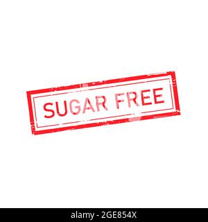 Sugar free grunge red rubber stamp vector isolated on white background Stock Vector