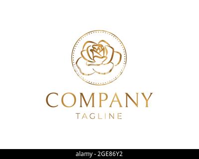 Gold Rose Logo Design Template Stock Vector