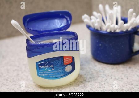 Vaseline and swabs Stock Photo