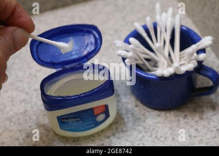 Vaseline and swabs Stock Photo