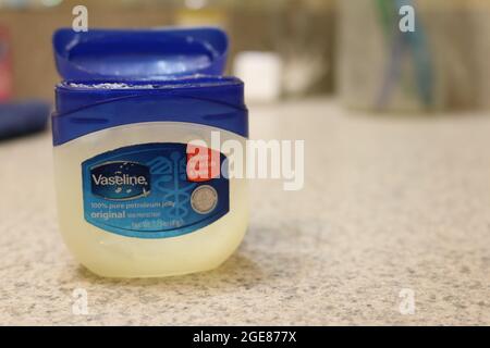 Open Vaseline tub Stock Photo