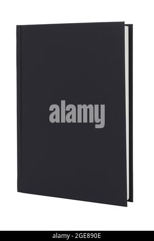 Black hardcover book upright on white with clipping path Stock Photo