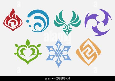 Genshin impact logo and elements icons set Stock Vector Image & Art - Alamy