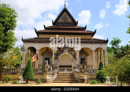 Cambodia Krong Siem Reap - Wat Bo Pagoda front side Stock Photo