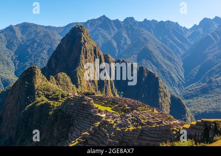 Machu Picchu sunrise, Cusco, Peru. Stock Photo