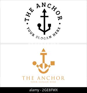 Initial anchor arrow square logo template technology innovation center Stock Vector