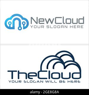 Business technology with icon cloud storage cyber web logo Stock Vector