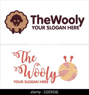 Art design business with sheep initial and sewing ball logo Stock Vector
