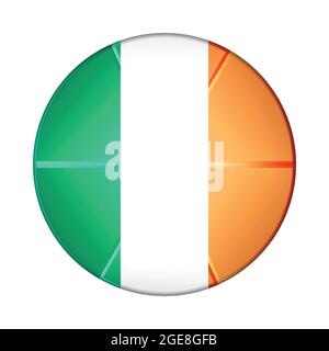 Glass light ball with flag of Ireland. Round sphere, template icon. Irish national symbol. Glossy realistic ball, 3D abstract vector illustration Stock Vector