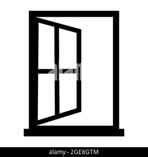 Two plastic Window. Simple flat black symbol with shadow on white ...
