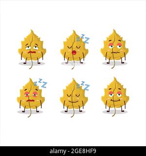 Cartoon character of hazel leaf with sleepy expression. Vector illustration Stock Vector