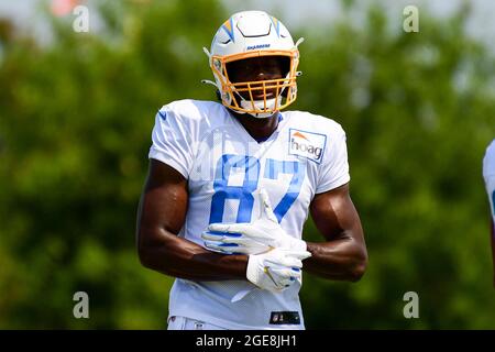 Los Angeles Chargers tight end Tre' McKitty (88) wears a Jamaica