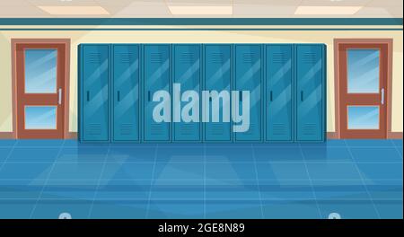 Empty School Corridor Stock Vector