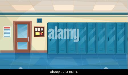 Empty School Corridor Stock Vector