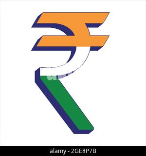 Indian rupee (INR) currency symbol with flag Stock Vector