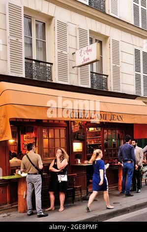 FRANCE, PARIS (75) 7TH ARRONDISSEMENT, TOUR EIFFEL DISTRICT, CHEZ L'AMI JEAN RESTAURANT LOCATED RUE JEAN NICOT Stock Photo