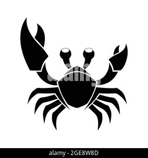 Crab cartoon vector with big claws on white. Sea creature in flat design. Shell crab icon isolated on white background. Stock Vector