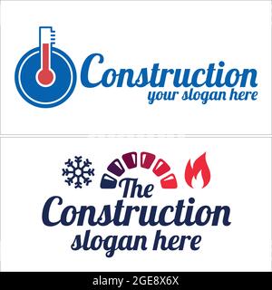 Business service construction plumbing heating logo design Stock Vector
