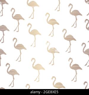Golden Flamingo Pattern Background Stock Vector