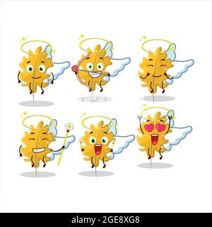 Oak yellow leaf angel cartoon designs as a cute angel character. Vector illustration Stock Vector