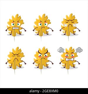 Oak yellow leaf angel cartoon character with various angry expressions. Vector illustration Stock Vector