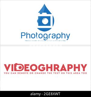 Red blue lens camera icon initial lettering photography logo Stock Vector