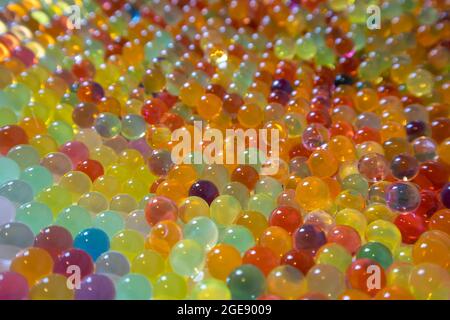 close-up shot of bright balls of different colors ideal for backgrounds or textures Stock Photo