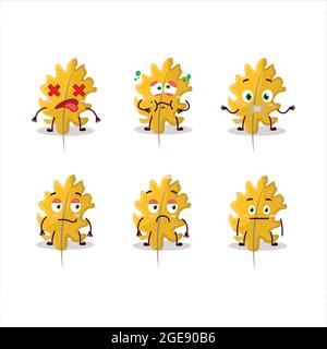 Oak yellow leaf angel cartoon character with nope expression. Vector illustration Stock Vector