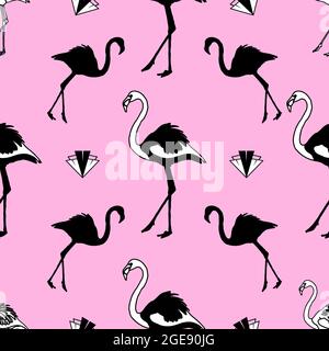 Pink Flamingo Pattern Design Stock Vector