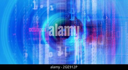 Digital binary data and electronic circuit board. Cyber security concept background. Stock Photo
