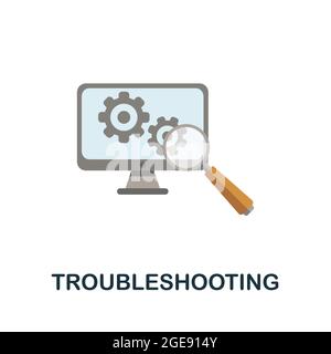 Troubleshooting flat icon. Colored sign from customer service collection. Creative Troubleshooting icon illustration for web design, infographics and Stock Vector