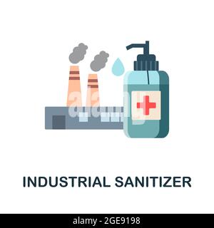 Industrial Sanitizer flat icon. Colored sign from disinfection collection. Creative Industrial Sanitizer icon illustration for web design Stock Vector