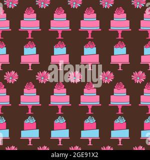 Modern Chocolate Cake Pattern Background Stock Vector