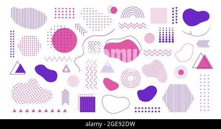 Vector set of abstract different shapes, lines, dots. Organic and geometric minimal elements for design Stock Vector