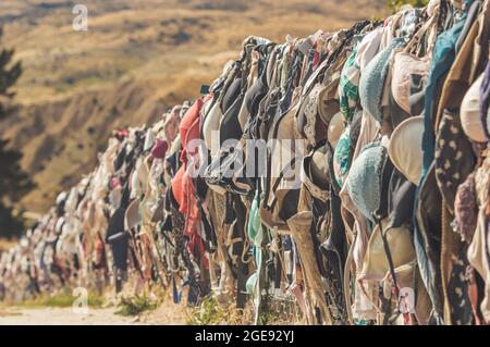 Bras on the fence at New Zealand south island Stock Photo