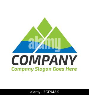 Mountain River Abstract Logo Stock Vector