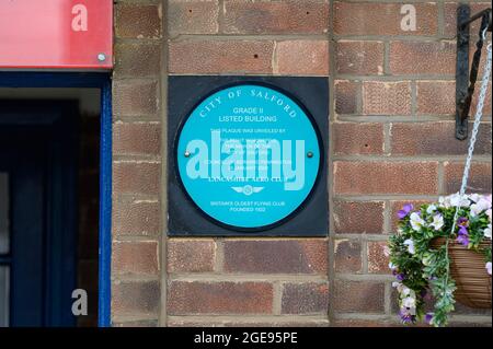 Barton Aerodrome - Barton Airport.  City Airport & Manchester Heliport.  Lancashire Aero Club Plaque Stock Photo