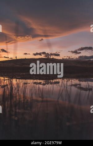 Amazing sunset at Pukaki lake in New Zealand south island Stock Photo ...