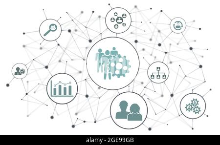 Concept of hrm with connected icons Stock Photo