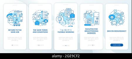 Return to work employee rights blue onboarding mobile app page screen Stock Vector