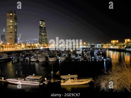 Kuwait City. 17th Aug, 2021. Photo taken on Aug. 17, 2021 shows the night view in Kuwait City, Kuwait. Credit: Ghazy Qaffaf/Xinhua/Alamy Live News
