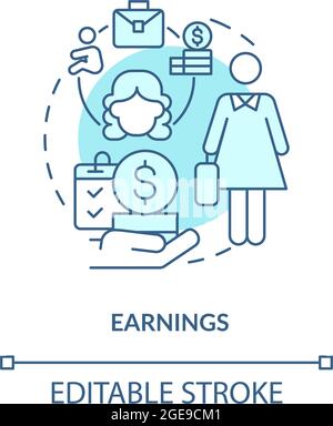 Earnings blue concept icon Stock Vector