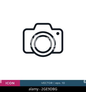Camera photography icon vector illustration design template. Editable stroke. Stock Vector