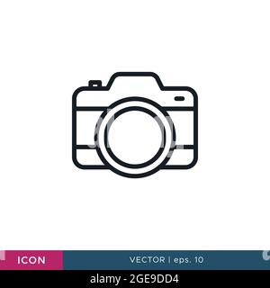 Camera photography icon vector illustration design template. Editable stroke. Stock Vector
