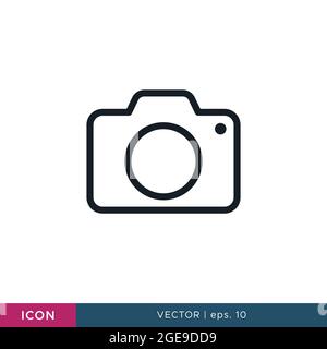 Camera photography icon vector illustration design template. Editable stroke. Stock Vector