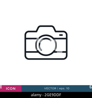 Camera photography icon vector illustration design template. Editable stroke. Stock Vector