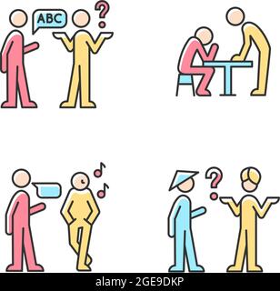 Communicating information effectively RGB color icons set Stock Vector