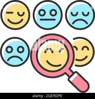 Reading emotions RGB color icon Stock Vector
