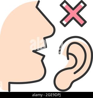Language disabilities RGB color icon Stock Vector